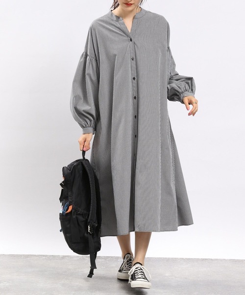 GLOBAL WORK Smile Seed Store（グローバルワーク スマイルシードストア）の「袖ボリュームシャツワンピース/704221（シャツワンピース・レディース・グレー/ブラック/ブルー系その他5/ブルー系その他4・X-LARGE/MEDIUM/SMALL/LARGE）」の15枚目の写真