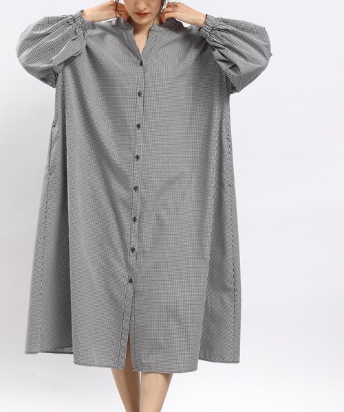 GLOBAL WORK Smile Seed Store（グローバルワーク スマイルシードストア）の「袖ボリュームシャツワンピース/704221（シャツワンピース・レディース・グレー/ブラック/ブルー系その他5/ブルー系その他4・X-LARGE/MEDIUM/SMALL/LARGE）」の16枚目の写真