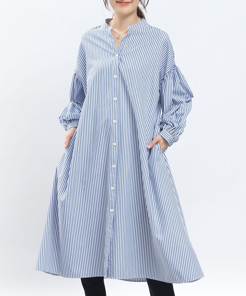 GLOBAL WORK Smile Seed Store（グローバルワーク スマイルシードストア）の「袖ボリュームシャツワンピース/704221（シャツワンピース・レディース・グレー/ブラック/ブルー系その他5/ブルー系その他4・X-LARGE/MEDIUM/SMALL/LARGE）」の22枚目の写真