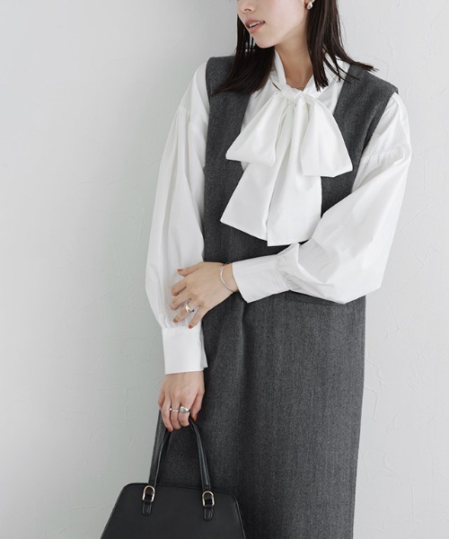 Pierrot（ピエロ）の「ラウンドネックジャンパースカート（ジャンパースカート・レディース・ブラック/チャコール/ネイビー・M/L/PM）」の13枚目の写真