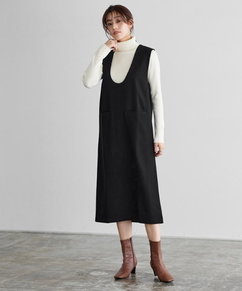 Pierrot（ピエロ）の「ラウンドネックジャンパースカート（ジャンパースカート・レディース・ブラック/チャコール/ネイビー・M/L/PM）」の16枚目の写真