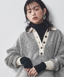 CHIC STYLE | 大きいサイズ ストライプポロニットプルオーバー シックスタイル(ニット/セーター)