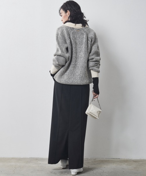 CHIC STYLE（シックスタイル）の「＜大きいサイズ＞ストライプポロニットプルオーバー シックスタイル（ニット/セーター・レディース・ホワイト系/ブラウン系・L/LL/3L/4L/5L）」の14枚目の写真