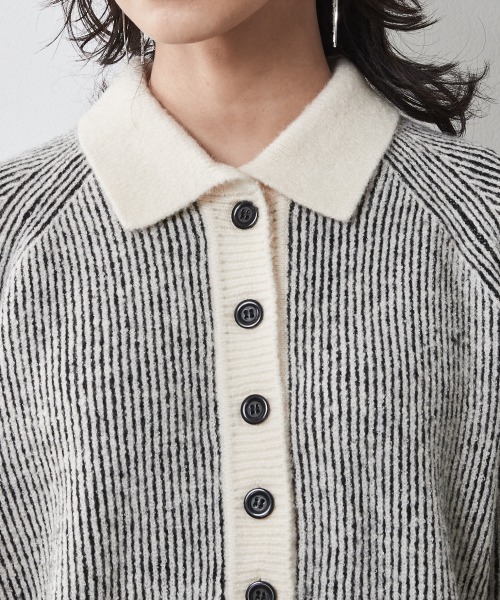 CHIC STYLE（シックスタイル）の「＜大きいサイズ＞ストライプポロニットプルオーバー シックスタイル（ニット/セーター・レディース・ホワイト系/ブラウン系・L/LL/3L/4L/5L）」の17枚目の写真