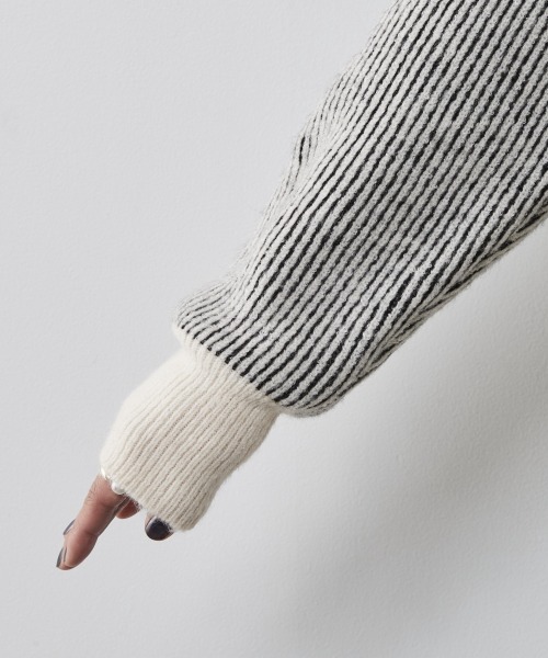 CHIC STYLE（シックスタイル）の「＜大きいサイズ＞ストライプポロニットプルオーバー シックスタイル（ニット/セーター・レディース・ホワイト系/ブラウン系・L/LL/3L/4L/5L）」の19枚目の写真