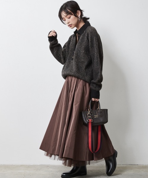 CHIC STYLE（シックスタイル）の「＜大きいサイズ＞ストライプポロニットプルオーバー シックスタイル（ニット/セーター・レディース・ホワイト系/ブラウン系・L/LL/3L/4L/5L）」の15枚目の写真