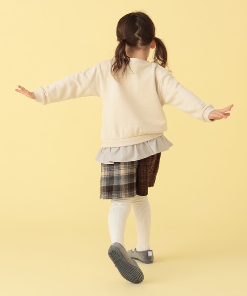 BEAMS mini(ビームスミニ)の「BEAMS mini / パッチワーク チェック スカートパンツ 23FW(90~150cm)(スカート・キッズ・ネイビー/ブラウン・100/90/130/140/150/110/120)」の5枚目の写真