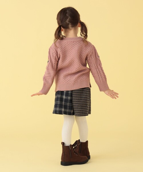 BEAMS mini(ビームスミニ)の「BEAMS mini / パッチワーク チェック スカートパンツ 23FW(90~150cm)(スカート・キッズ・ネイビー/ブラウン・100/90/130/140/150/110/120)」の9枚目の写真