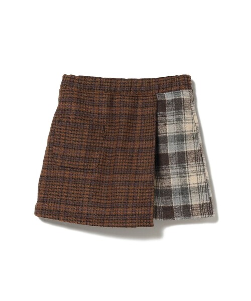 BEAMS mini(ビームスミニ)の「BEAMS mini / パッチワーク チェック スカートパンツ 23FW(90~150cm)(スカート・キッズ・ネイビー/ブラウン・100/90/130/140/150/110/120)」の10枚目の写真