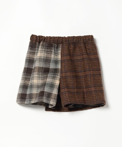 BEAMS mini(ビームスミニ)の「BEAMS mini / パッチワーク チェック スカートパンツ 23FW(90~150cm)(スカート・キッズ・ネイビー/ブラウン・100/90/130/140/150/110/120)」の13枚目の写真