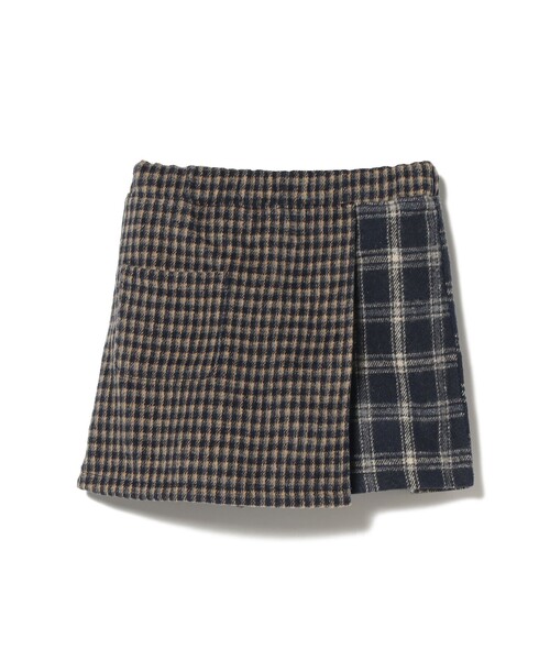 BEAMS mini(ビームスミニ)の「BEAMS mini / パッチワーク チェック スカートパンツ 23FW(90~150cm)(スカート・キッズ・ネイビー/ブラウン・100/90/130/140/150/110/120)」の16枚目の写真
