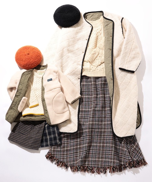 BEAMS mini(ビームスミニ)の「BEAMS mini / パッチワーク チェック スカートパンツ 23FW(90~150cm)(スカート・キッズ・ネイビー/ブラウン・100/90/130/140/150/110/120)」の21枚目の写真