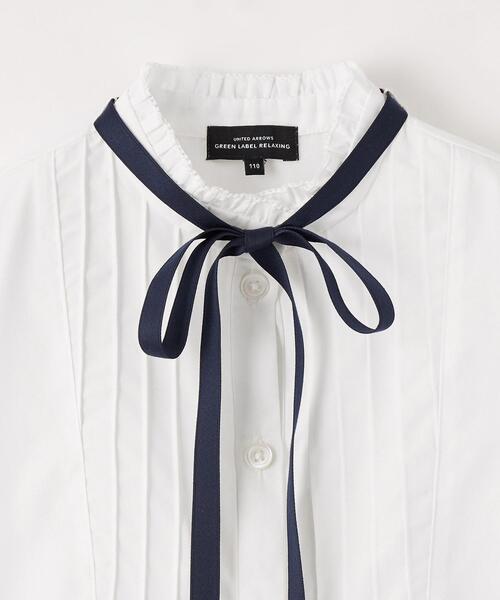 green label relaxing(グリーンレーベルリラクシング)の「リボンタック バンドカラー ブラウス(シャツ/ブラウス・キッズ・ホワイト・120cm/110cm/130cm)」の5枚目の写真