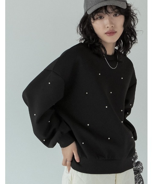 Re:EDIT（リエディ）の「パールorラインストーン付きダンボールトップス（スウェット・レディース・ブラック系その他/ブラック系その他2/ホワイト系その他/ホワイト系その他2/グレー系その他/グレー系その他2・LARGE/MEDIUM）」の3枚目の写真