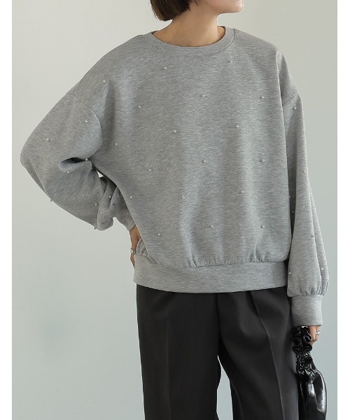 Re:EDIT（リエディ）の「パールorラインストーン付きダンボールトップス（スウェット・レディース・ブラック系その他/ブラック系その他2/ホワイト系その他/ホワイト系その他2/グレー系その他/グレー系その他2・LARGE/MEDIUM）」の5枚目の写真