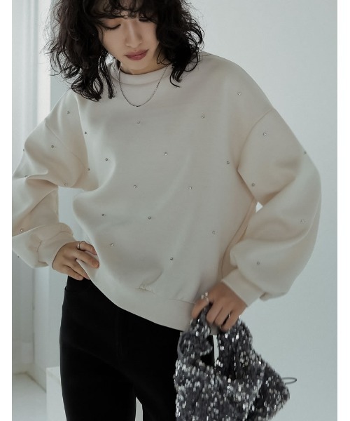 Re:EDIT（リエディ）の「パールorラインストーン付きダンボールトップス（スウェット・レディース・ブラック系その他/ブラック系その他2/ホワイト系その他/ホワイト系その他2/グレー系その他/グレー系その他2・LARGE/MEDIUM）」の2枚目の写真