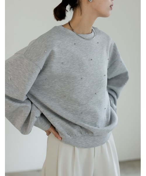 Re:EDIT（リエディ）の「パールorラインストーン付きダンボールトップス（スウェット・レディース・ブラック系その他/ブラック系その他2/ホワイト系その他/ホワイト系その他2/グレー系その他/グレー系その他2・LARGE/MEDIUM）」の6枚目の写真