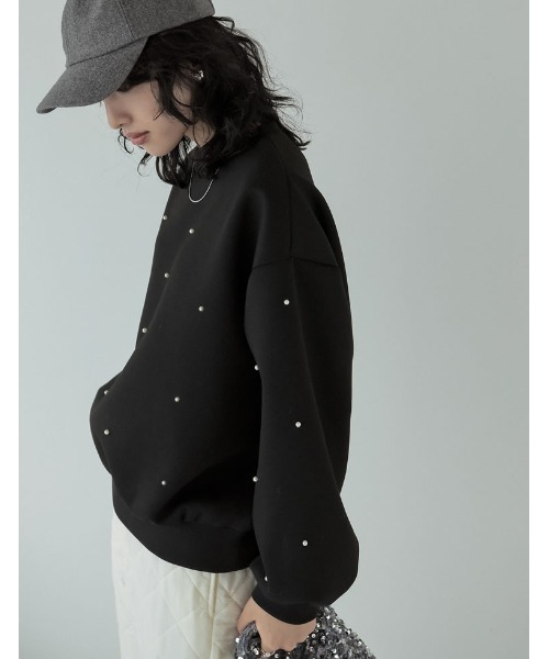 Re:EDIT（リエディ）の「パールorラインストーン付きダンボールトップス（スウェット・レディース・ブラック系その他/ブラック系その他2/ホワイト系その他/ホワイト系その他2/グレー系その他/グレー系その他2・LARGE/MEDIUM）」の7枚目の写真