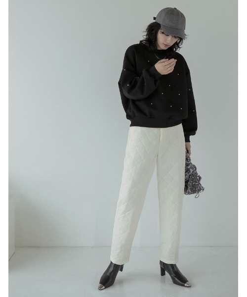 Re:EDIT（リエディ）の「パールorラインストーン付きダンボールトップス（スウェット・レディース・ブラック系その他/ブラック系その他2/ホワイト系その他/ホワイト系その他2/グレー系その他/グレー系その他2・LARGE/MEDIUM）」の9枚目の写真