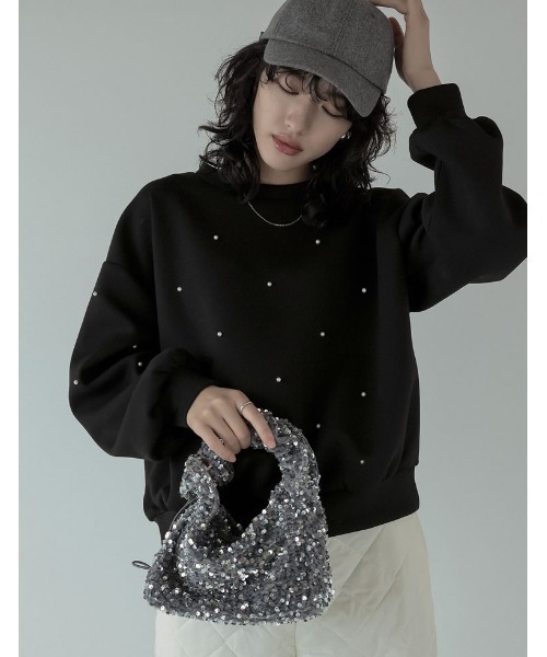 Re:EDIT（リエディ）の「パールorラインストーン付きダンボールトップス（スウェット・レディース・ブラック系その他/ブラック系その他2/ホワイト系その他/ホワイト系その他2/グレー系その他/グレー系その他2・LARGE/MEDIUM）」の10枚目の写真