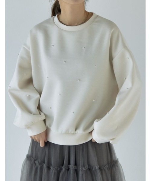 Re:EDIT（リエディ）の「パールorラインストーン付きダンボールトップス（スウェット・レディース・ブラック系その他/ブラック系その他2/ホワイト系その他/ホワイト系その他2/グレー系その他/グレー系その他2・LARGE/MEDIUM）」の11枚目の写真