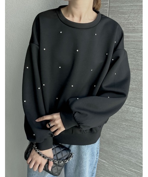 Re:EDIT（リエディ）の「パールorラインストーン付きダンボールトップス（スウェット・レディース・ブラック系その他/ブラック系その他2/ホワイト系その他/ホワイト系その他2/グレー系その他/グレー系その他2・LARGE/MEDIUM）」の17枚目の写真