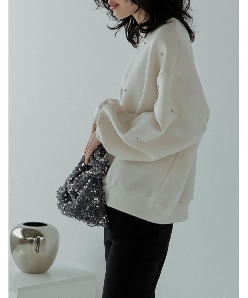 Re:EDIT（リエディ）の「パールorラインストーン付きダンボールトップス（スウェット・レディース・ブラック系その他/ブラック系その他2/ホワイト系その他/ホワイト系その他2/グレー系その他/グレー系その他2・LARGE/MEDIUM）」の20枚目の写真