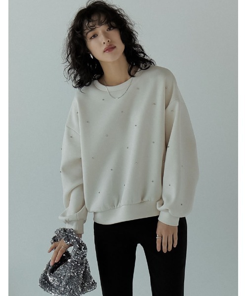 Re:EDIT（リエディ）の「パールorラインストーン付きダンボールトップス（スウェット・レディース・ブラック系その他/ブラック系その他2/ホワイト系その他/ホワイト系その他2/グレー系その他/グレー系その他2・LARGE/MEDIUM）」の21枚目の写真