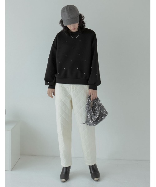 Re:EDIT（リエディ）の「パールorラインストーン付きダンボールトップス（スウェット・レディース・ブラック系その他/ブラック系その他2/ホワイト系その他/ホワイト系その他2/グレー系その他/グレー系その他2・LARGE/MEDIUM）」の8枚目の写真