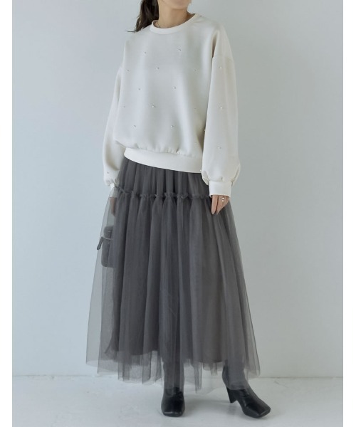 Re:EDIT（リエディ）の「パールorラインストーン付きダンボールトップス（スウェット・レディース・ブラック系その他/ブラック系その他2/ホワイト系その他/ホワイト系その他2/グレー系その他/グレー系その他2・LARGE/MEDIUM）」の13枚目の写真