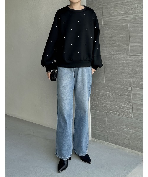 Re:EDIT（リエディ）の「パールorラインストーン付きダンボールトップス（スウェット・レディース・ブラック系その他/ブラック系その他2/ホワイト系その他/ホワイト系その他2/グレー系その他/グレー系その他2・LARGE/MEDIUM）」の18枚目の写真