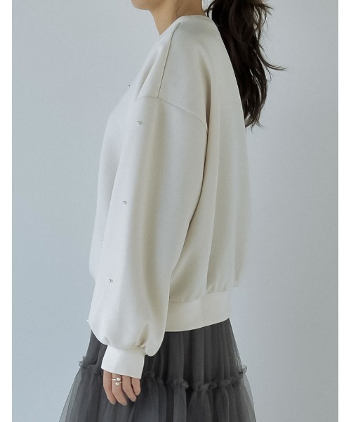 Re:EDIT（リエディ）の「パールorラインストーン付きダンボールトップス（スウェット・レディース・ブラック系その他/ブラック系その他2/ホワイト系その他/ホワイト系その他2/グレー系その他/グレー系その他2・LARGE/MEDIUM）」の12枚目の写真