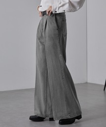 ヴィンテージメイクタックフレアデニムパンツグレー系1