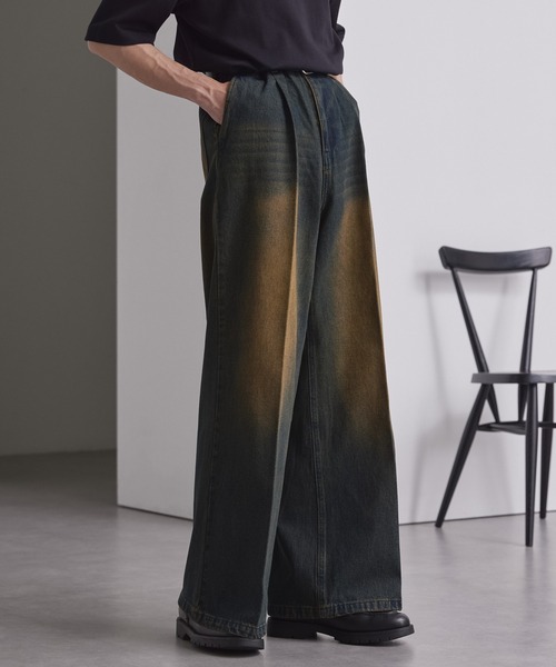 MONO-MART（モノマート）の「ヴィンテージメイクタックフレアデニムパンツ（デニムパンツ・メンズ・ブラック/グレー/ブルー/グレー系/ホワイト/ブルー系/インディゴブルー/ブラック系2/ブラック系/ブルー系1/ブラウン/ブルー系2/グレー系1/ブルー系3・S/M/L/XS）」の13枚目の写真