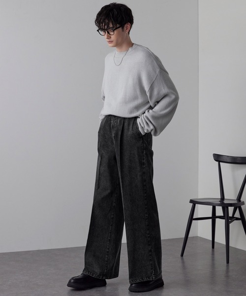 セール】ヴィンテージメイクタックフレアデニムパンツ（デニム