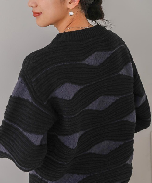 Bou Jeloud(ブージュルード)の「帯柄ニット(ニット/セーター・レディース・ブラック/オフホワイト・FREE)」の19枚目の写真