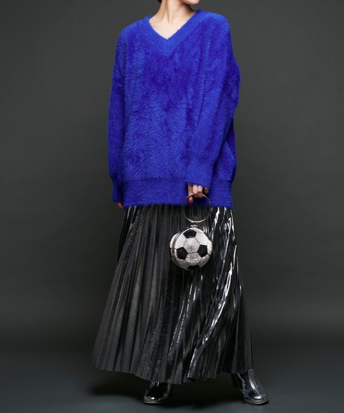 Narcissus（ナルシス）の「【Narcissus】Vカラーニット（ニット/セーター・レディース・ブルー/パープル・FREE）」の3枚目の写真