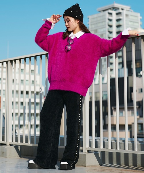 Narcissus（ナルシス）の「【Narcissus】Vカラーニット（ニット/セーター・レディース・ブルー/パープル・FREE）」の5枚目の写真