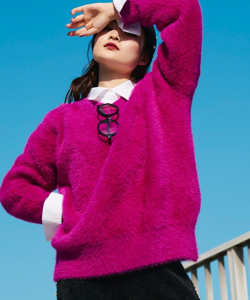 Narcissus（ナルシス）の「【Narcissus】Vカラーニット（ニット/セーター・レディース・ブルー/パープル・FREE）」の21枚目の写真