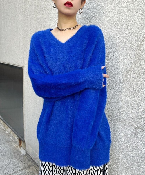 Narcissus（ナルシス）の「【Narcissus】Vカラーニット（ニット/セーター・レディース・ブルー/パープル・FREE）」の17枚目の写真