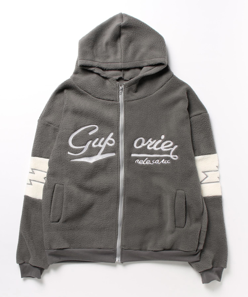 blancvert ファー付きダークグレーパーカー セール】フェイクファー ジャケット パーカー（その他アウター）｜by