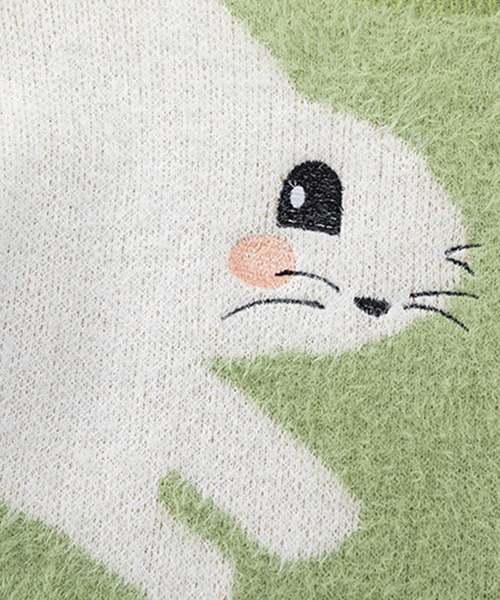 HOOK(フック)の「かわいいうさぎ模様ナイロンファーニット(ニット/セーター・メンズ・グリーン/ブルー/ピンク・L/XL/M)」の6枚目の写真