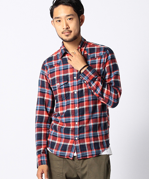 BEAMS(ビームス)の「BEAMS / ダブルガーゼ ウエスタンシャツ(シャツ/ブラウス・メンズ・ブルー/レッド・SMALL/MEDIUM/LARGE/X-LARGE)」の2枚目の写真