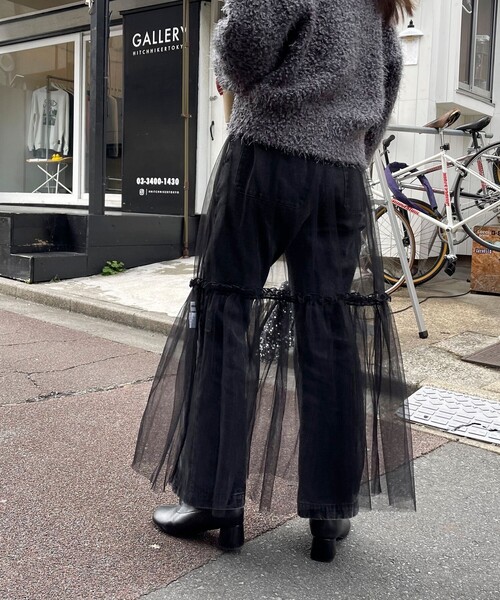 fredy emue(フレディエミュ)の「レイヤードチュールスカート(スカート・レディース・ブラック/チャコールグレー・38)」の6枚目の写真