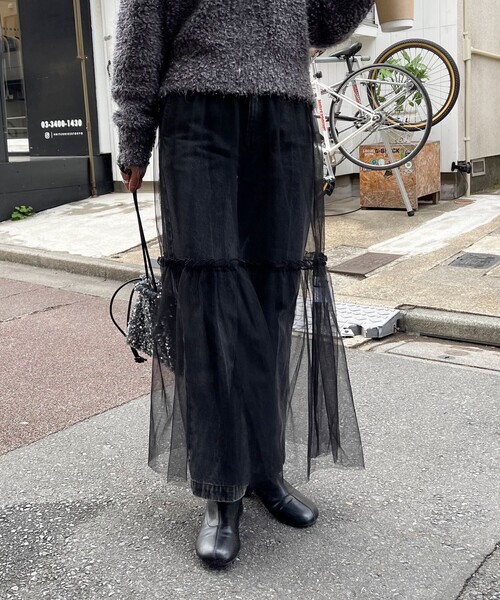 fredy emue(フレディエミュ)の「レイヤードチュールスカート(スカート・レディース・ブラック/チャコールグレー・38)」の9枚目の写真