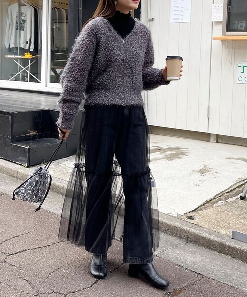 fredy emue(フレディエミュ)の「レイヤードチュールスカート(スカート・レディース・ブラック/チャコールグレー・38)」の10枚目の写真