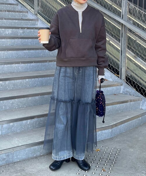 fredy emue(フレディエミュ)の「レイヤードチュールスカート(スカート・レディース・ブラック/チャコールグレー・38)」の15枚目の写真