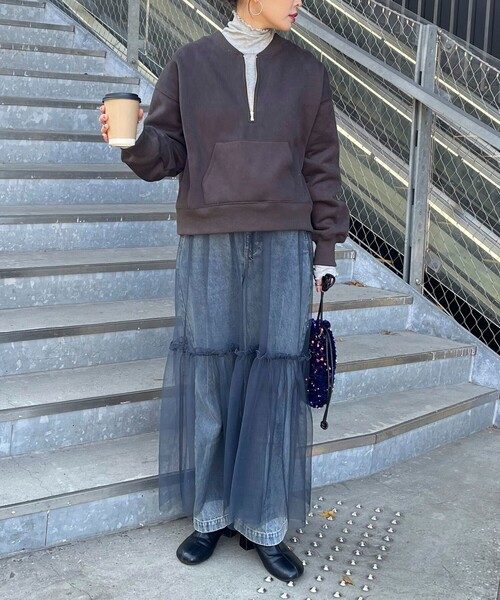 fredy emue(フレディエミュ)の「レイヤードチュールスカート(スカート・レディース・ブラック/チャコールグレー・38)」の16枚目の写真