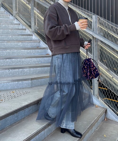 fredy emue(フレディエミュ)の「レイヤードチュールスカート(スカート・レディース・ブラック/チャコールグレー・38)」の18枚目の写真