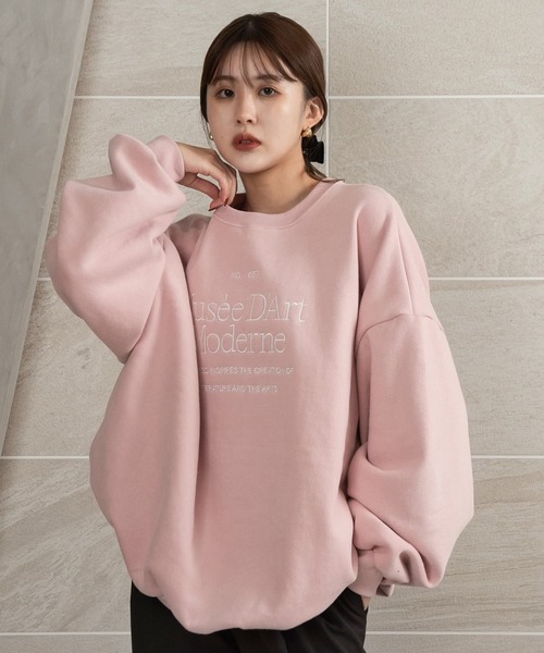 Amiur（エミレ）の「over size logo sweat / オーバーサイズロゴスウェット（スウェット・レディース・グレー/ピンク/ライトグレー・FREE）」の11枚目の写真